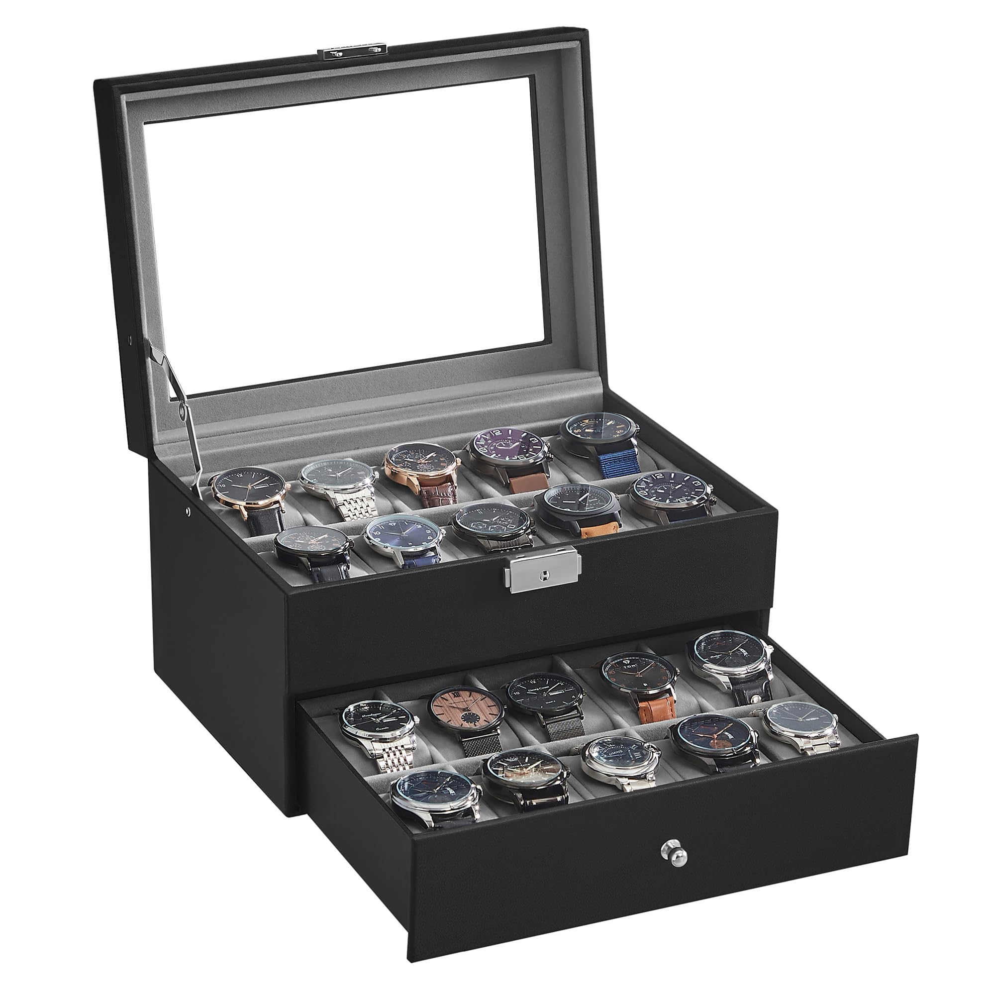 20 Slots 2 Layer PU Leather Watch Box